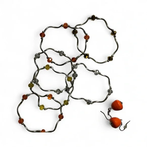 Autumn Themed Fashion Jewelry Lot 2 Pairs Earrings 6 Bracelets 1 Necklace - Picture 4 of 12